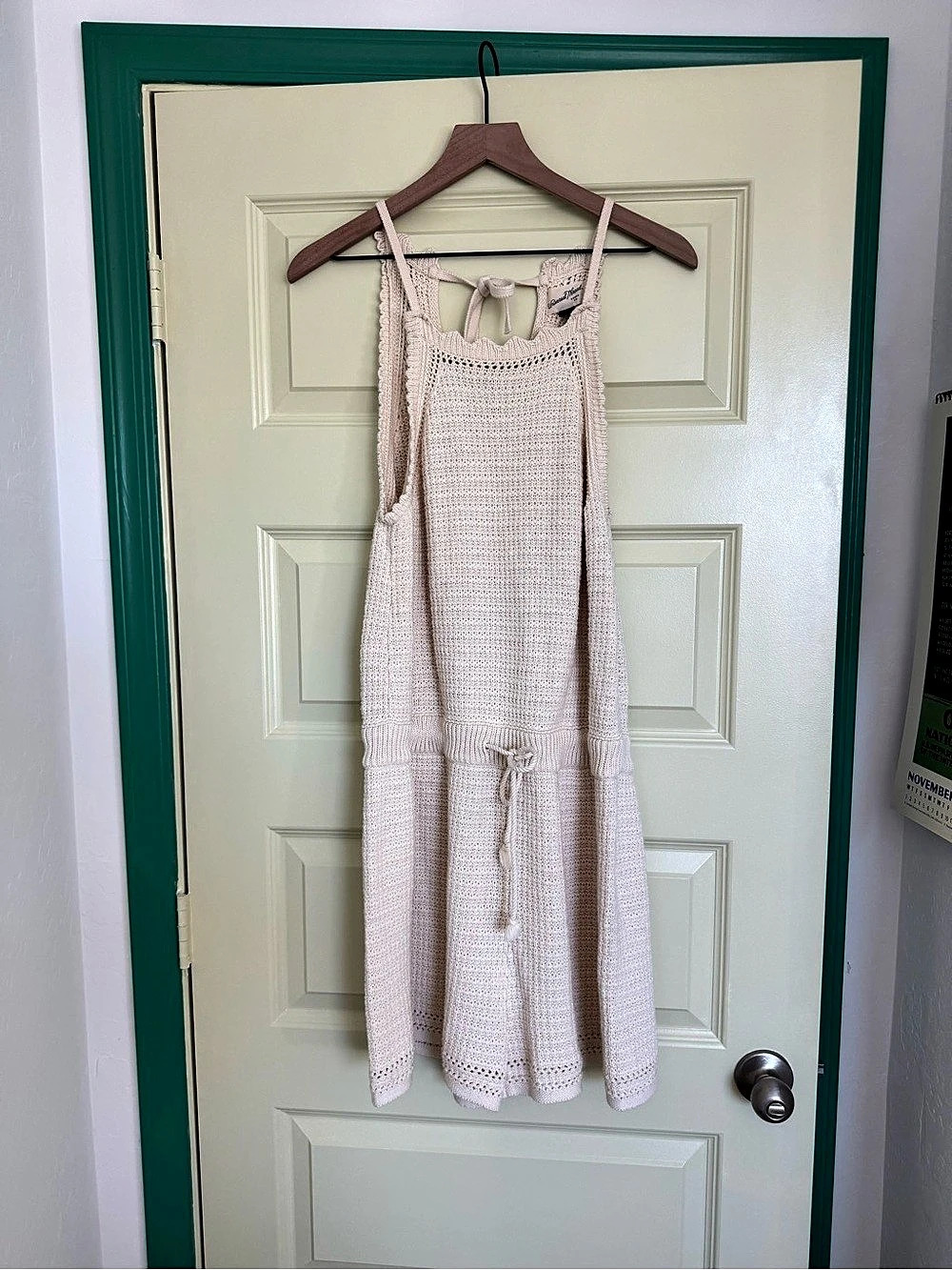 Universal Thread Textured Crochet Knit Romper Cream Large